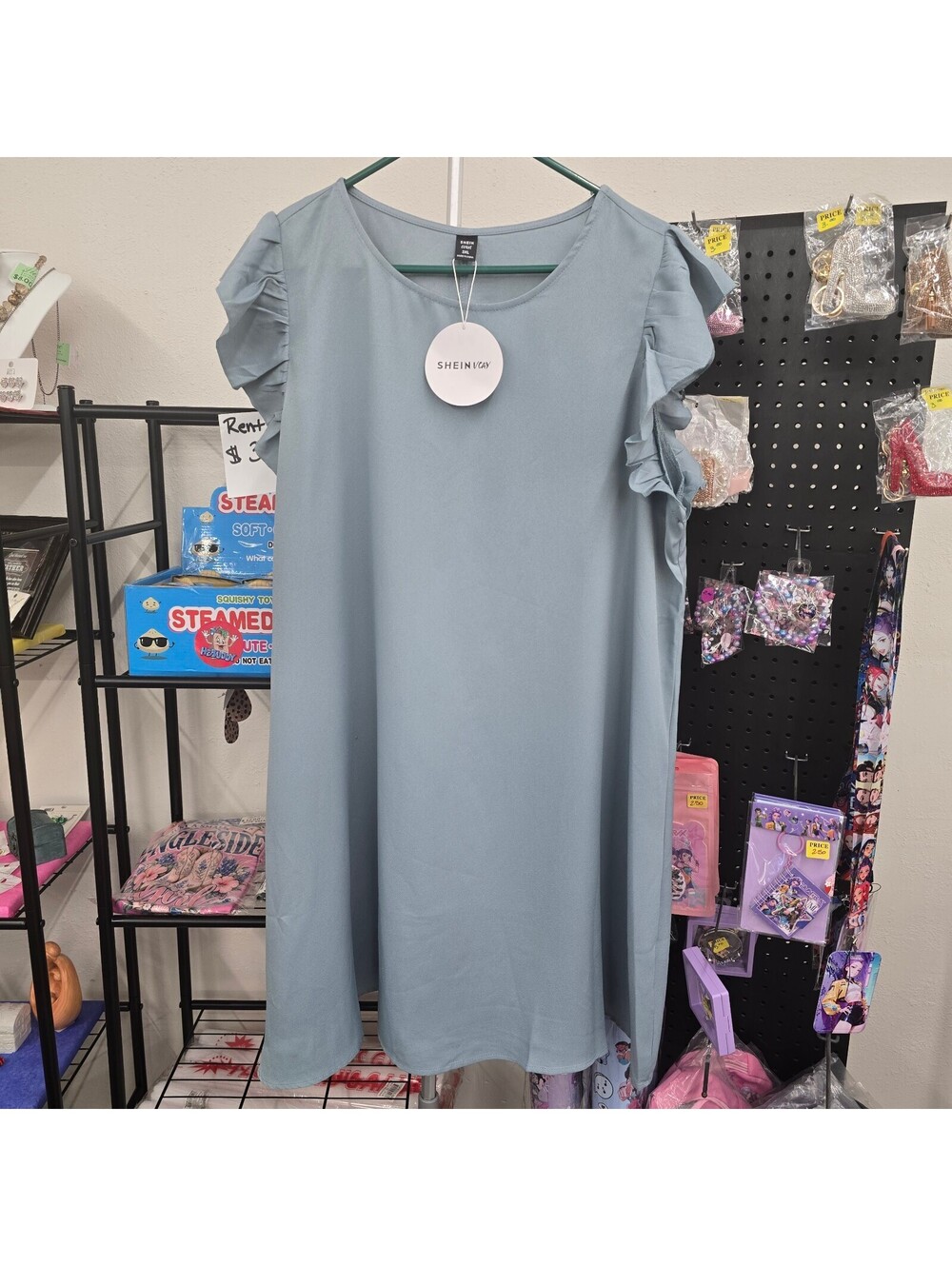 SHEIN Curve Ruffle Sleeve Shift Dress